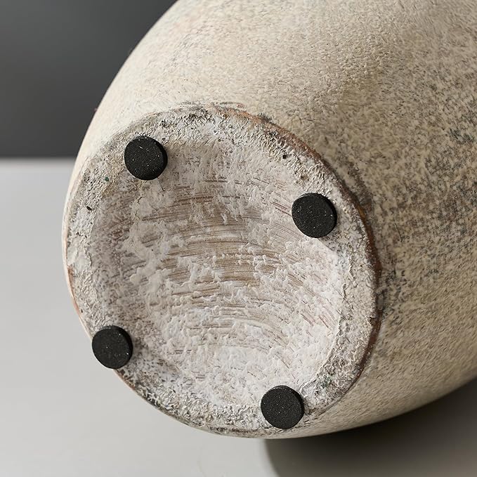 Large Ceramic Rustic Flower Vase, 10.43 Inch Tall Vintage Pottery Home Decor, Antique Farmhouse Terracotta Vase for Living Room, Table, Shelf, Mantel Decoration, Farmhouse - Natural Brown