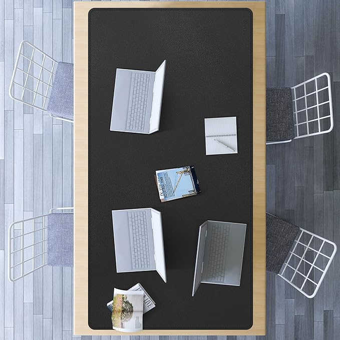 CENNBIE 71" x 35.5" Leather Desk Mat, Extra Large Desk Pad Blotter Protector, Extended Non-Slip Table Pad, Waterproof PU Leather Desk Mat on top of desks Large for Office and Home (Black)