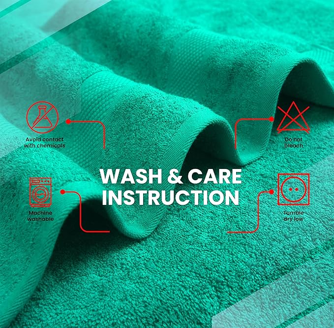 Infinitee Xclusives Luxury 100% Cotton Towel Set – 8 Piece Bathroom Towel Set (2 Bath Towels, 2 Hand Towels, 4 Washcloths) – Soft & Absorbent Towels for Bathroom (Vivid Green)