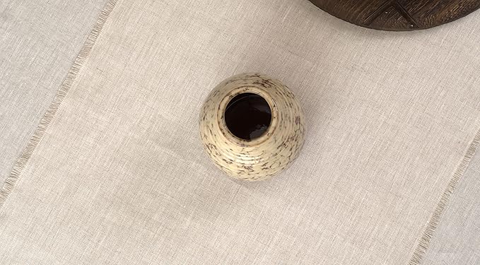 Linen Table Runner with Fringe- 14x48 Inch Natural, 100% Pure Linen Table Runner for Wedding, Party, Easter, Thanksgiving, Spring, Easter, Summer, Wedding – Machine Washable, Handmade