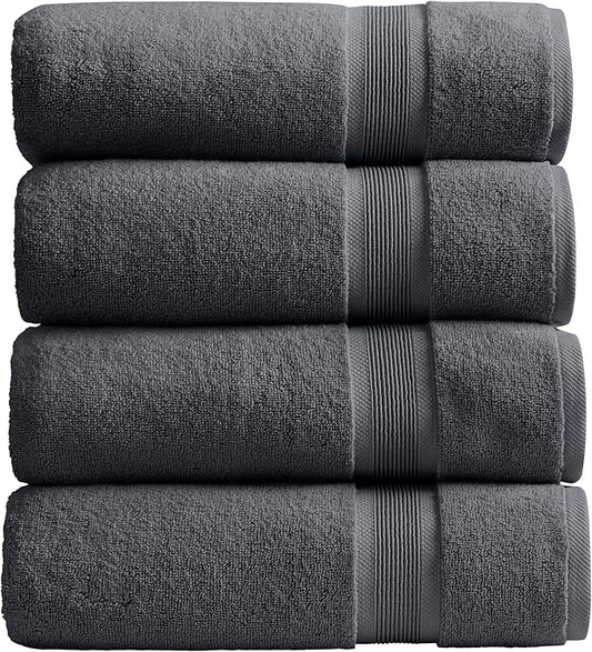 Springtree Home Luxury Viscose from Bamboo Bath Towel Set of 4 | 35% Viscose from Bamboo - 65% Cotton | Absorbent Quick-Dry Towels for Bathroom | Oeko-TEX Standard 100 Cotton | Iron Grey