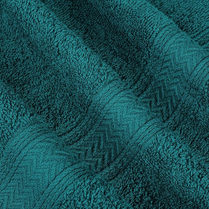 HILLFAIR 100% Cotton Towels Set for Bathroom, Quick Drying, High Absorbent 24Pc Towel Set, 2 Bath Sheets, 4 Bath Towels, 6 Hand Towels, 4 Fingertip Towels, 8 Washclothes: Teal (600GSM-24PC-TEAL)