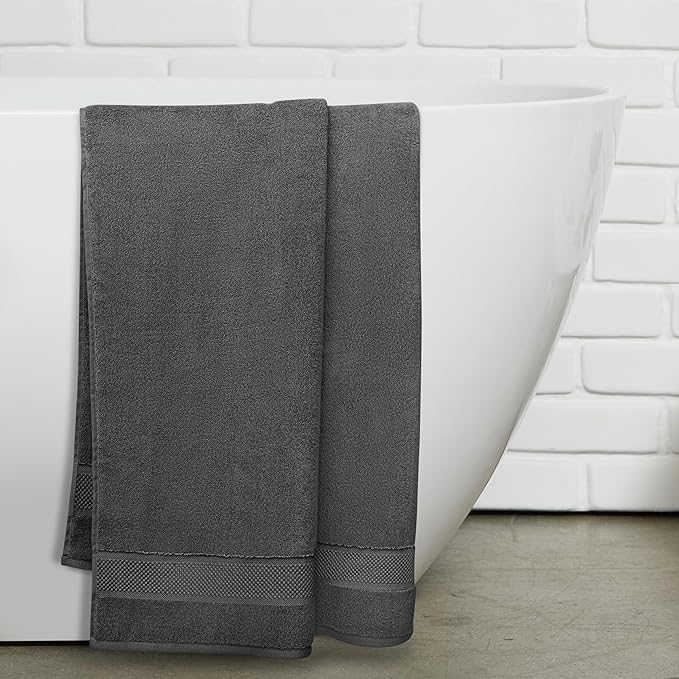 100% Organic Zero-Twist Cotton Towel - Luxury Bath Towel - Ultra Soft & Plush 700GSM Long-Staple Cotton (Granite Grey)