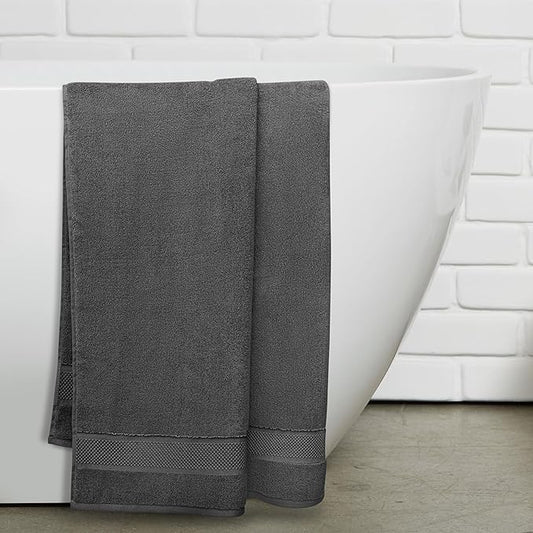 100% Organic Zero-Twist Cotton Towel - Luxury Bath Towel - Ultra Soft & Plush 700GSM Long-Staple Cotton (Granite Grey)