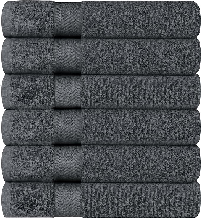 Utopia Towels 6 Pack Medium Bath Towel Set, 24 by 48 Inches, 500 GSM 100% Ring Spun Cotton, Lightweight and Highly Absorbent Quick Drying Premium Towels for Hotel, Spa and Bathroom, Grey