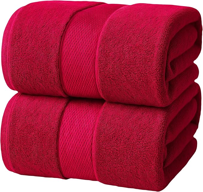 Infinitee Xclusives– Luxury Bath Sheets Towels – 2 Pack 600 GSM (35X70 Inches)– 100% Ring Spun Cotton Large Bath Towels for Bathroom (Burgundy, Bath Sheet Pack of 2)