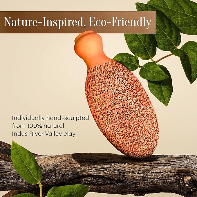 Facón Pumice Stone for Feet Callus Remover - Terra-Cotta Foot Scrubber with 2 Sides, 100% Pure Natural Foot Pumice Stone, Pedicure Pumice Stone Scrubber, Foot Exfoliator, Removes Calluses & Dead Skin