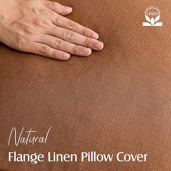 Foindtower Pack of 2, Decorative Linen Soild Throw Pillow Covers Neutral Farmhouse Pillowcase Soft Accent Lumbar Cushion Case for Couch Sofa Bedroom Living Room Home Decor Orange Brown 12 x 20 Inch