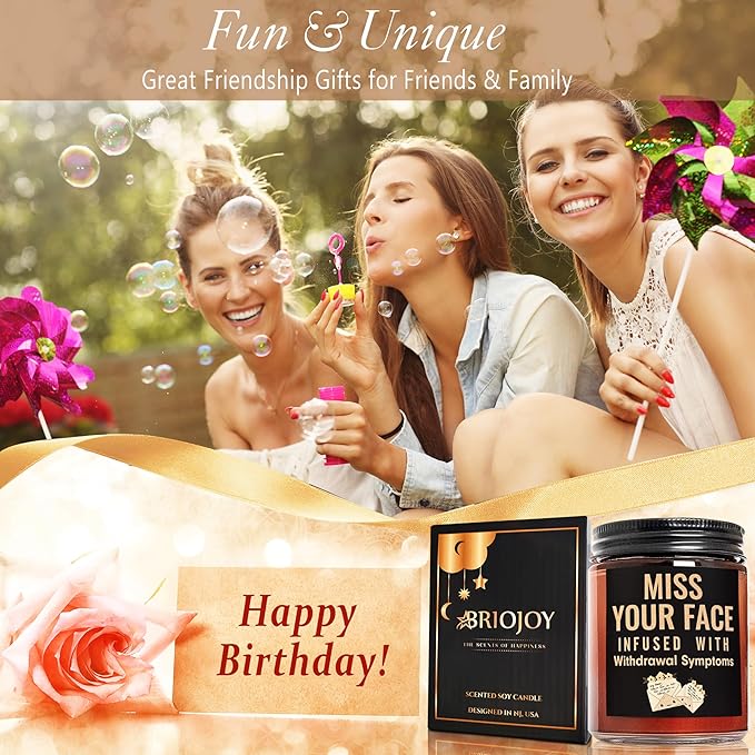 Funny Friend Gifts for Women Men - Miss Your Face Candle for Her Him - Fun Birthday, Friendship, Relaxing Gift - Tropical Coconut Soy Candle for Home - Gift for Sister Bestie BFF Girlfriend