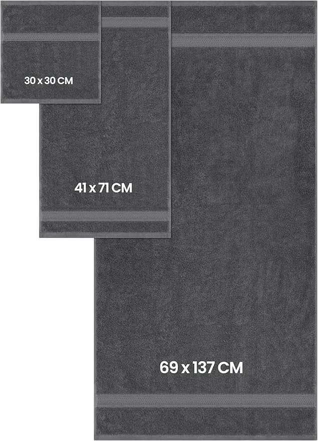 Utopia Towels Set, 16 Bath Towels, 16 Hand Towels, and 32 Washcloths, 600 GSM Ring Spun Cotton Highly Absorbent Towels for Bathroom, Shower Towel, (Pack of 64) (Grey)