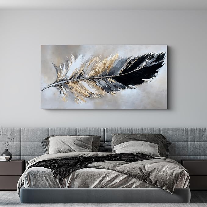 YISXINOAG Canvas Wall Art Abstract Art Wall Decor Modern Canvas Wall Decor Modern Home Decorations Black and Gold Minimalist Abstract Art Prints for Bedroom, Dining Room Home Artwork Size 24"X48"