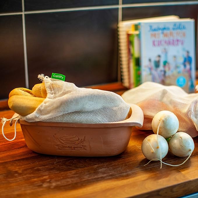 6 Reusable Produce Bags Grocery Washable | Organic Cotton Mesh Produce Bags | Double-Stitched & Tare Weigh | Mesh bags for vegetables | Cotton Produce Bags Reusable Washable | Produce bag (M size)