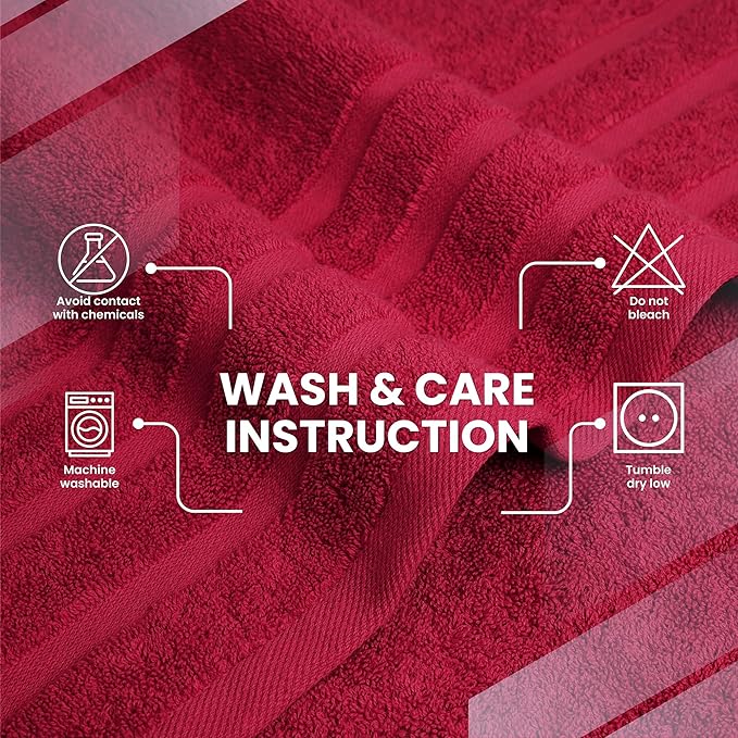 Infinitee Xclusives 100% Cotton Luxury Bath Towels Set of 2 (27x54 Inches) (Burgundy, Bath Towels - Pack 2)