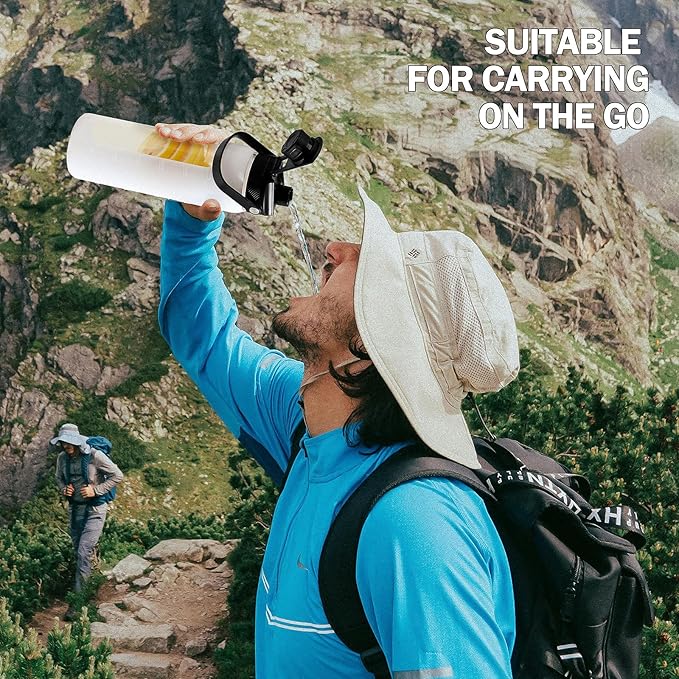 24oz Glass Water Bottle with Straw and 2 Lids-Bamboo and Spout Lid, Borosilicate Glass Water Bottle with Silicone Sleeve and Time Marker,BPA Free & Cupholder Friendly,White