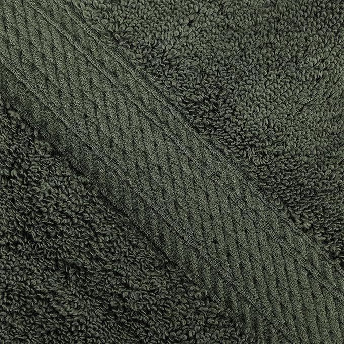 BNM Egyptian Cotton Heavyweight Towels, Ideal For Bathroom, Shower, Spa, Hotel, 800 GSM, Face/ Washcloths, Hand Towels, Bath Towels, Highly-Absorbent, Luxury Basics, 9 Piece Towel Set, Forest Green