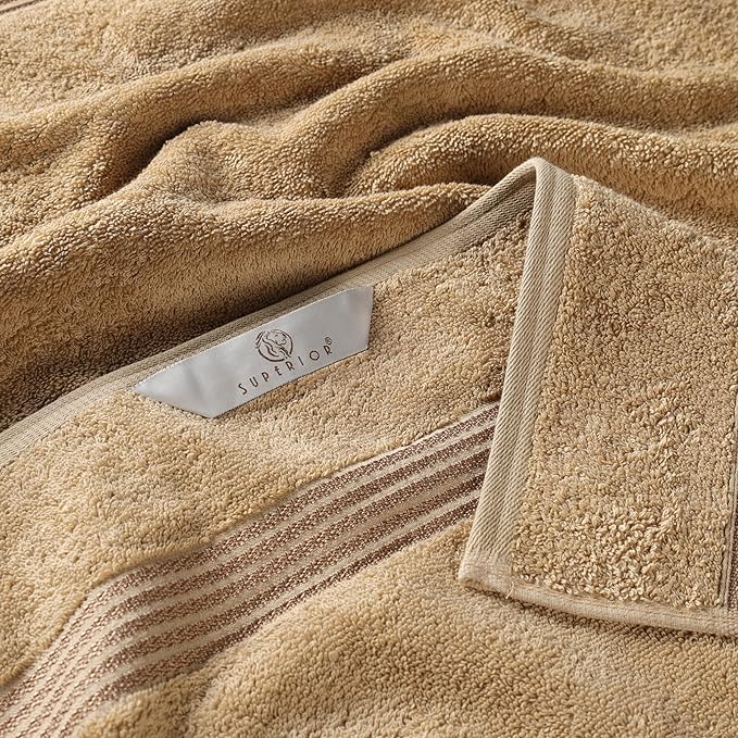 Superior Egyptian Cotton 3-Piece Towel Set, Basic Towels For Bathroom, Home Decor, Guest Bath, Shower, Apartment, Included 1 Face, 1 Hand, 1 Bath Towel, Washcloth, Quick Dry, Toast