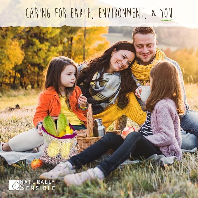 The Original Eco Friendly See Through Washable and Reusable Produce Bags - Soft Premium Lightweight Nylon Mesh Large - 12x14in - Set of 5 (Red, Yellow, Green, Blue, Purple)