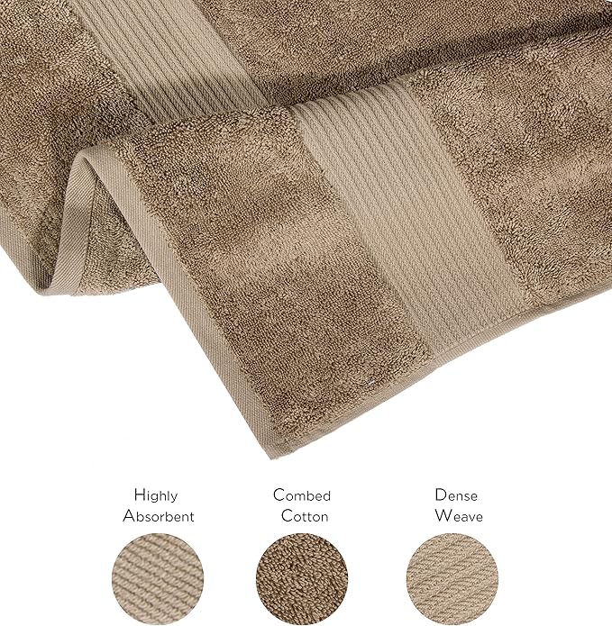 Luxury Extra Large Oversized Bath Towels | Hotel Quality Towels | 650 GSM | Soft Combed Cotton Towels for Bathroom | Thick & Fluffy Bath Sheets | Mocha - 4 Pack