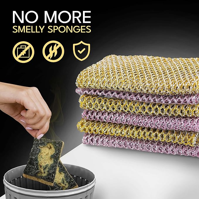 The Crown Choice Heavy Duty Non-Scratch Dish Scrubbers for Cleaning Dishes & Pots (6Pcs) - Replace Kitchen Sponges for Dishwashing with Our Scouring Pads - Try Our Alternative Dish Washing Scrub