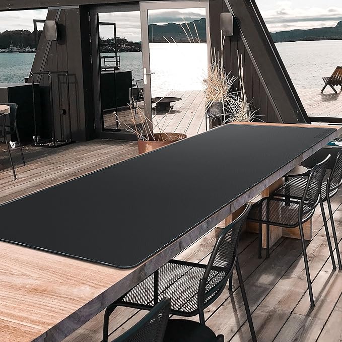 CENNBIE Leather Desk Mat Protector, XXXXXL 74.8" x 23.6" Extra Large Leather Office Desk Pad Mat for Full Desk, Computer Desk Mat on top of desks - Oversized Large Mouse Pad (Black)