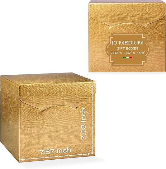Set of 10 Gift Boxes (7.87 x 7.87 x 7.08 inch) - Ideal for Presents, Bridesmaid Proposal and Graduation - Gold