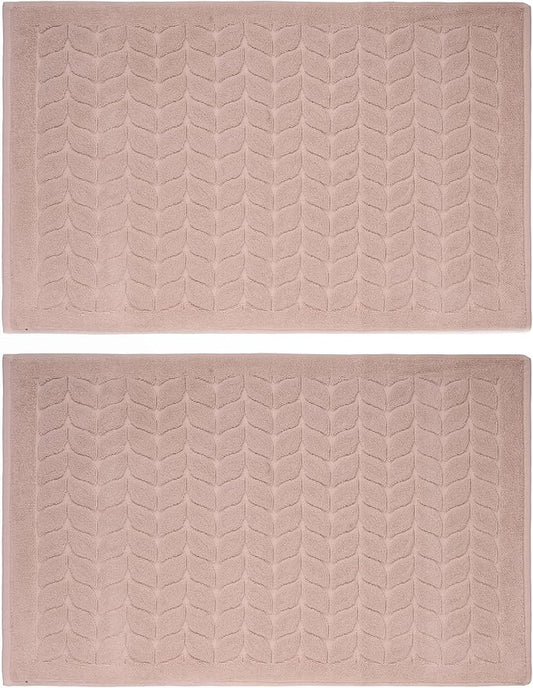 BAGNO MILANO Turkish Bath Towels, Soft Plush Jacquard Luxury Bath Towels, Quick Dry Towel Set (Latte, 2 Pcs Bathmat Set)