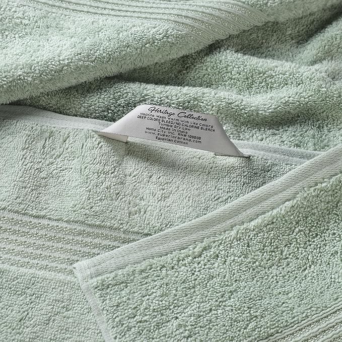Superior Egyptian Cotton 6-Piece Towel Set, Bathroom Essentials, Towels For Bathroom, Apartment, Airbnb, Guest Bath, Face, Hand, Bath Towels, Washcloths, Absorbent, Fast Drying, Sage