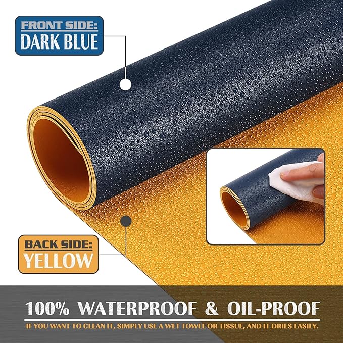 K KNODEL Large Office Leather Desk Mat, Mouse and Keyboard Pad, Computer and Laptop Mat, Desktop Protector and Cover, Writing Pad and Blotter (35.4"x17", Dark Blue)