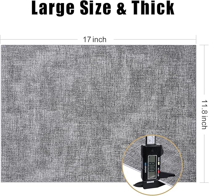 Homaxy Faux Leather Heat Resistant Placemats for Dining Table Set of 6, Waterproof Wipeable Washable PU Table Mats, Easy to Clean Anti-Slip Place Mats, 11.8" x 17", Black & White