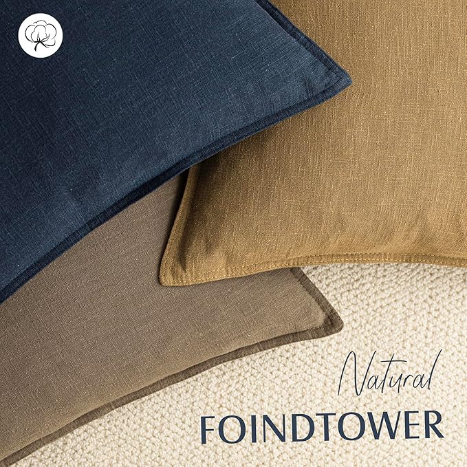 Foindtower Pack of 2, Decorative Linen Soild Throw Pillow Covers Soft Accent Cushion Case Boho Farmhouse Pillowcase for Chair Couch Sofa Bedroom Living Room Home Decor 20 x 20 Inch Honey Mustard