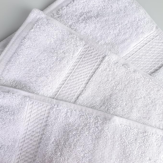 BNM Egyptian Cotton Heavyweight Towels, Ideal For Bathroom, Shower, Spa, Hotel, 800 GSM, Face/ Washcloths, Hand Towels, Bath Towels, Highly-Absorbent, Luxury Home Basics, 9 Piece Towel Set, White