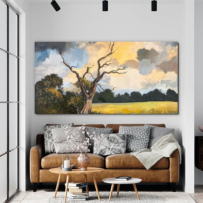 YISXINOAG Canvas Art Wall Decor Modern Abstract Wall Decor Canvas Wall Art Barren Tree Landscape Picture Modern Home Decorations Abstract Art Prints for Bathroom Ready to Hang Size 20"X40"