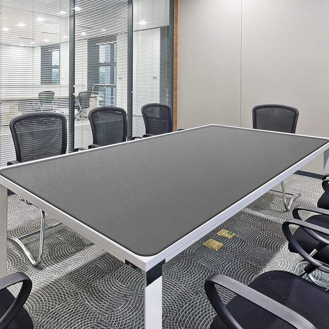 CENNBIE MAX200 78.7" x 39.4" Leather Desk Mat, Extra Large Desk Pad Blotter Protector, Extended Table Pad, Waterproof PU Leather Desk Mat on top of desks Large for Office and Home (Grey)