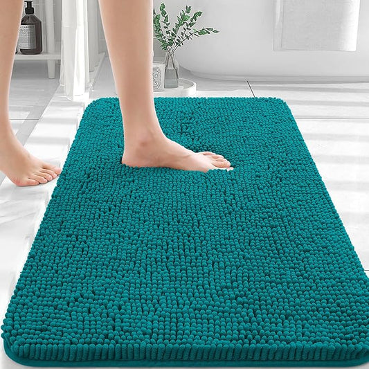 OLANLY Bathroom Rugs 36x24, Extra Soft Absorbent Chenille Bath Rugs, Rubber Backing Quick Dry, Machine Washable Bath Mats for Bathroom Floor, Tub and Shower, Home Decor Accessories, Deep Lake