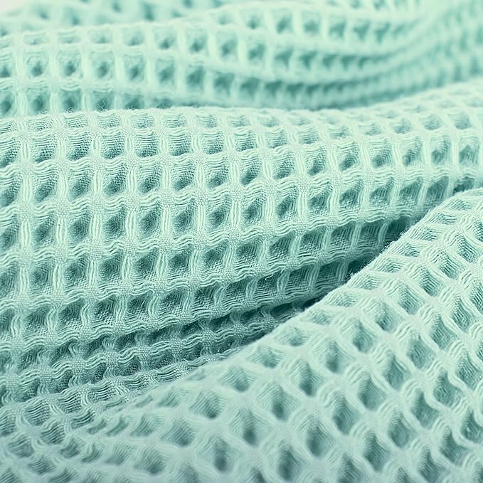 PÜSKÜL - Premium Waffle Towel Set 4 Pieces Ice Green - Organic 100% Turkish Cotton Quick-Dry Towels for Bathroom Made in Turkiye (Ice Green, Towel Set - 2 Hand & 2 Bath Towels)