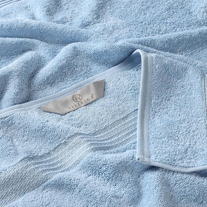 Superior Egyptian Cotton 6-Piece Towel Set, Bathroom Essentials, Towels For Bathroom, Apartment, Airbnb, Guest Bath, Face, Hand, Bath Towels, Washcloths, Absorbent, Fast Drying, Light Blue