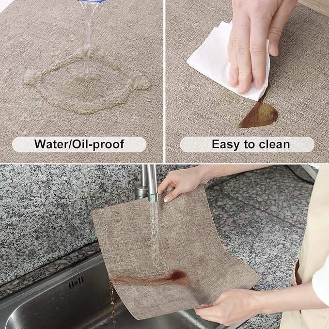 Homaxy Faux Leather Heat Resistant Placemats for Dining Table Set of 12, Waterproof Wipeable Washable PU Table Mats, Easy to Clean Anti-Slip Place Mats, 11.8" x 17", Light Brown