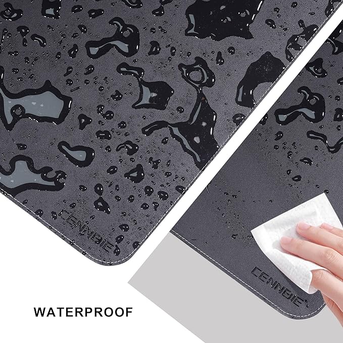 CENNBIE MAX240 94.5" x 39.4" Leather Desk Mat Protector, Extra Large Leather Desk Pad for Full Desk - XXL Super Large Mouse Pad (Black)