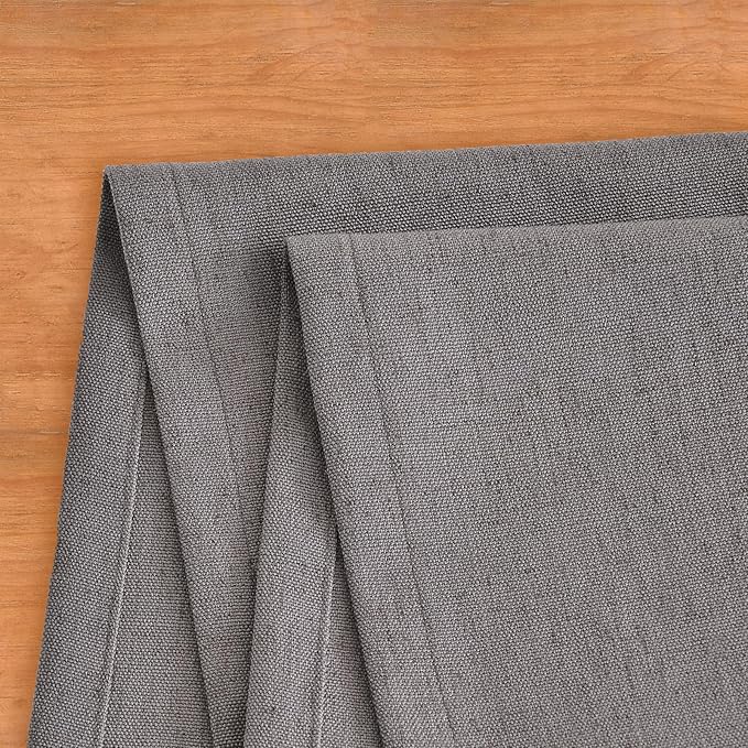 Wracra Linen Style Table Runner, Rustic Farmhouse Charcoal Grey Table Runners 90 Inches Long, Handcrafted Table Runner for Fall, Winter - Everyday Use and Machine Washable