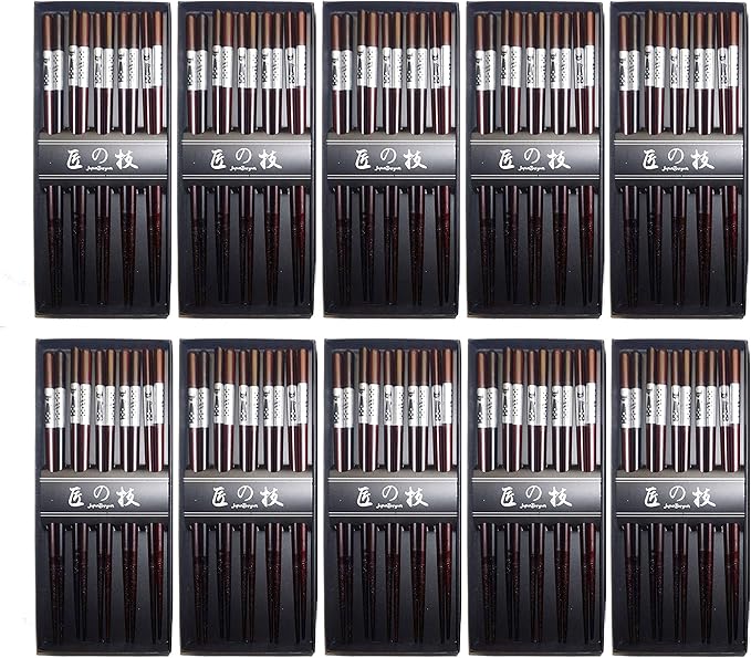 JapanBargain 4509x10, Bamboo Chopsticks Reusable Japanese Chinese Korean Wood Chop Sticks Hair Sticks 5 Pair Gift Boxed Set Dishwasher Safe, 9 inch, Silver-Cat, Set of 10