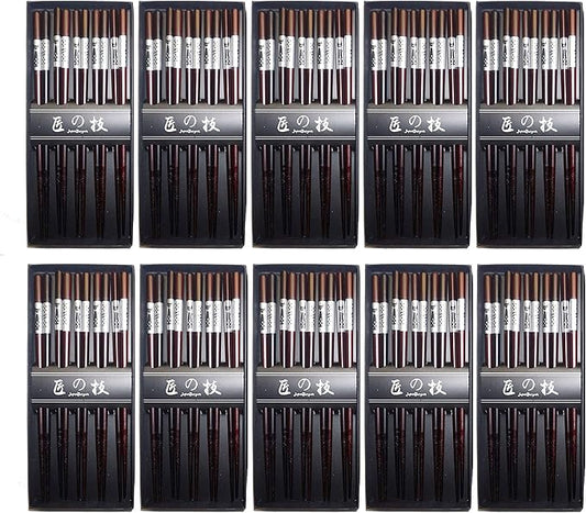 JapanBargain 4509x10, Bamboo Chopsticks Reusable Japanese Chinese Korean Wood Chop Sticks Hair Sticks 5 Pair Gift Boxed Set Dishwasher Safe, 9 inch, Silver-Cat, Set of 10