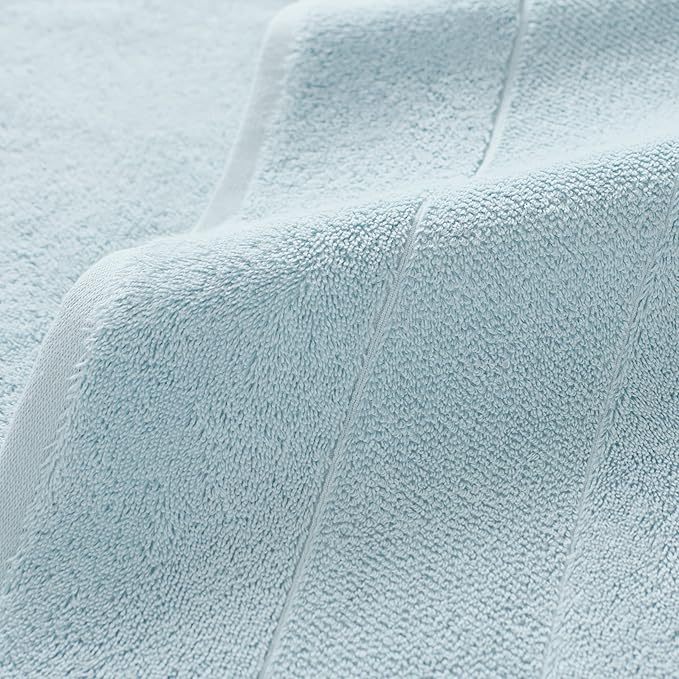 Aston & Arden Aegean Terry Bath Towels - Set of 2 - Ringspun Turkish Cotton Thick and Soft Absorbent Luxury Hotel and Spa Bathroom Towel, 600 GSM, 30 x 60 in, Sterling Blue