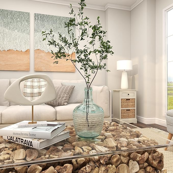 Deco 79 Recycled Glass Handmade Decorative Vase Spanish Bottle Centerpiece Vase with Bubble Texture, Flower Vase for Home Decoration 8" x 8" x 12", Clear