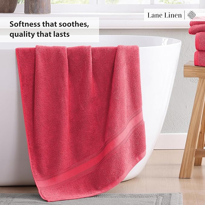 LANE LINEN Luxury Bath Towels Set - 3 Piece Set, 100% Cotton Bathroom Towels, Zero Twist, Quick Dry Towels, Absorbent Bath Towel, Super Soft, 1 Bath Towel, 1 Hand Towel, 1 Wash Cloths - Honeysuckle