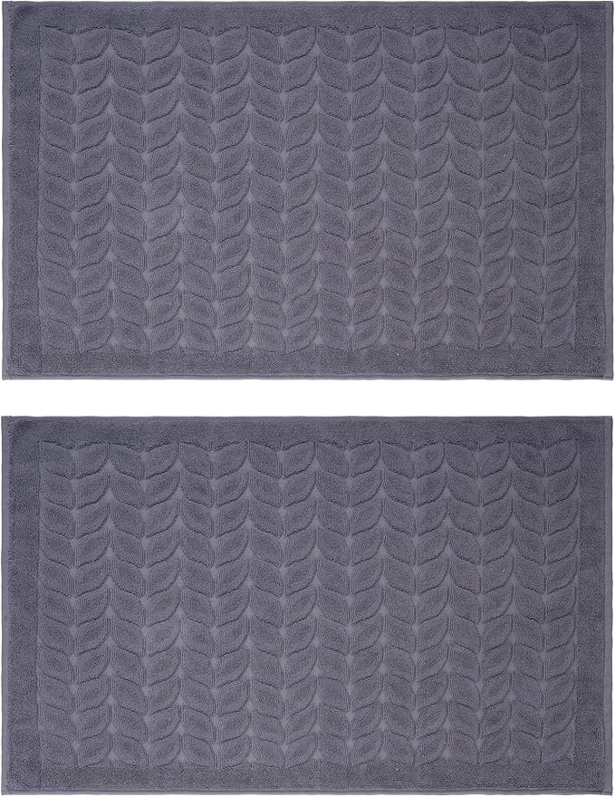 BAGNO MILANO Turkish Bath Towels, Soft Plush Jacquard Luxury Bath Towels, Quick Dry Towel Set (Charcoal, 2 Pcs Bathmat Set)