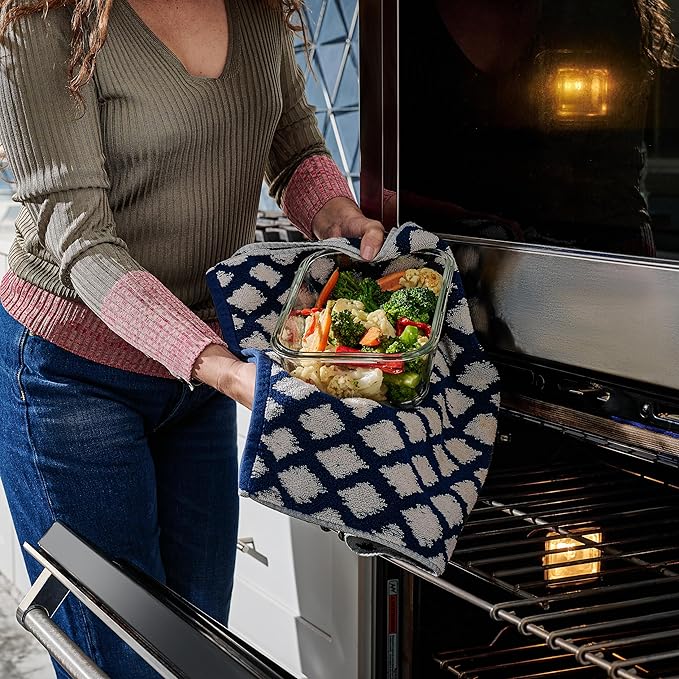 4pc Set of 8 Cup Large Glass Food Storage Containers with Lids - Airtight Meal Prep Container with Lid Lock - Freezer Microwave & Oven Safe Clear Lunch Bowl, Stackable Baking Pantry Organizer