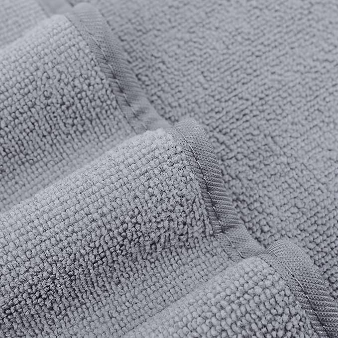 POLYTE Microfiber Quick Dry Lint Free Bath Towel, 57 x 30 in, Pack of 4 (Gray)