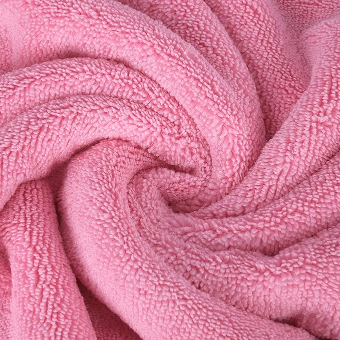 POLYTE Microfiber Quick Dry Lint Free Bath Towel, 57 x 30 in, Pack of 4 (Pink)