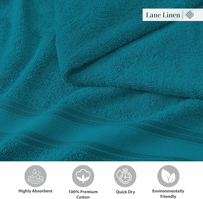 LANE LINEN 100% Cotton Oversized Bath Towels Set of 4 (35"x66") - Zero Twist Cotton Oversized Towels - Quick Dry, Soft & Absorbent Extra Large Bath Towel Set - Dorm Essentials for Girls - Sea Port