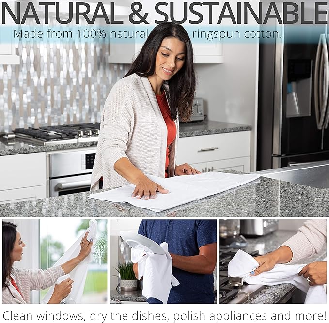 Aunti Em's Kitchen Flour Sack Dish Towels - Natural Cotton for Embroidery and Drying Glass, Hand, Dinnerware - Plain, Thick, Zero-Lint, Highly Absorbent - Set of 12, 27 x 27 Inch, Red